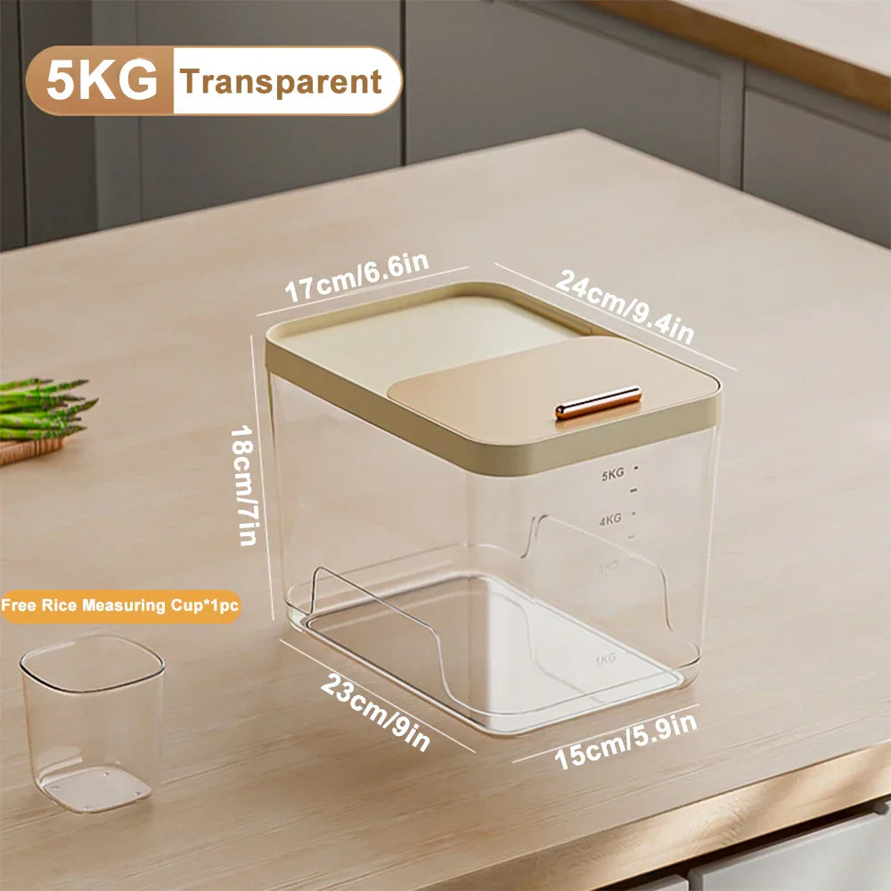 10KG Storage Container – Sealed Cereal, Pet Food, Rice, or Flour Dispenser with Buckle